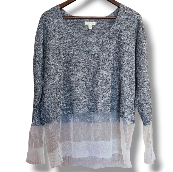 silence + noise Sweaters - Silence + Noise Tulle Trim Sweater